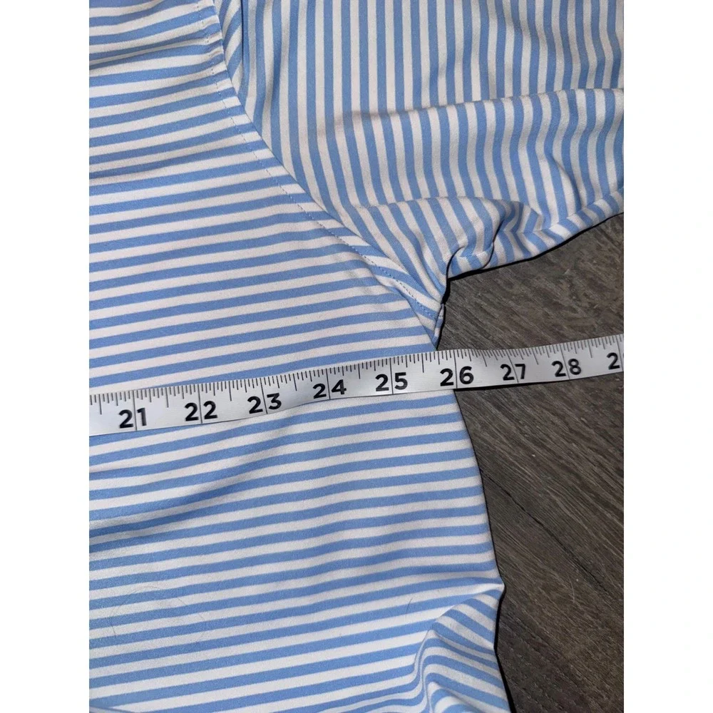 Peter Millar Alabama Crimson Tide Polo Shirt Mens XXL Blue White Stripe Golf Top - Picture 4 of 4